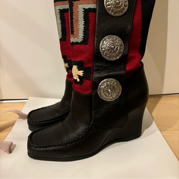 Anna Sui Multicolor Patterned Wedge Boots. RARE RARE RARE - Picture 5 of 11